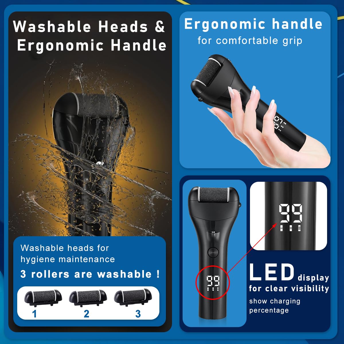 HANNEA Electric Callus Remover For Feet, Pedicure Scrubber For Women Foot Pedicure Machine Rechargeable Electronic Pedicure Tools, Portable Feet Dead Skin Remover HANNEA Electric Callus Remover For Feet, Pedicure Scrubber For Women Foot Pedicure Machine Rechargeable Electronic Pedicure Tools, Portable Feet Dead Skin Remover